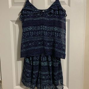 Navy blue and black sleeveless romper